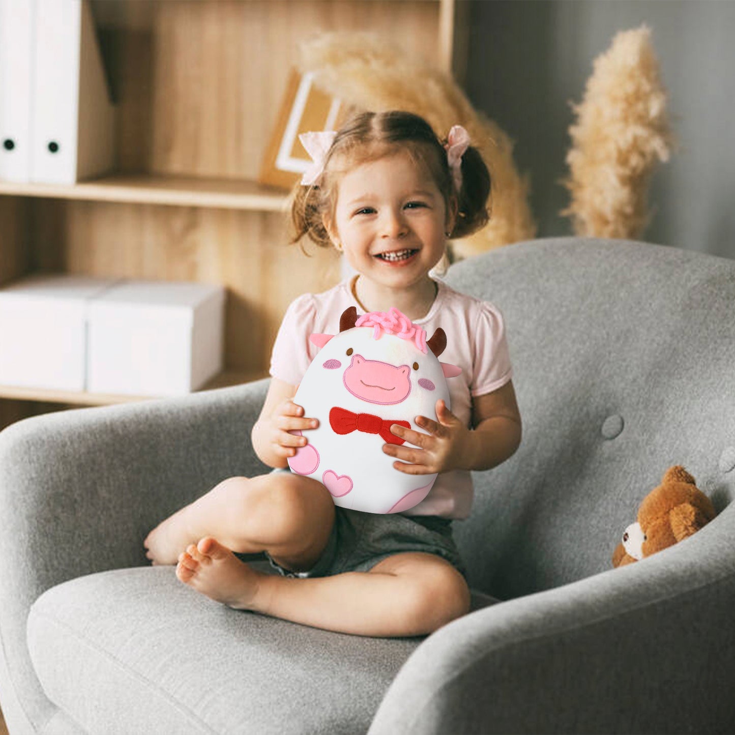 Niuniu Daddy Pink Highland Cow Stuffed Animal