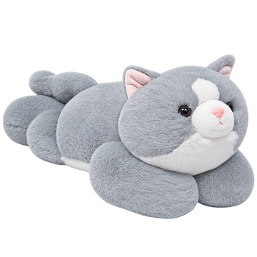 Niuniudaddy® 20" Weighted White Grey Cat Plush – 3.3 lbs Sensory Cuddle Companion