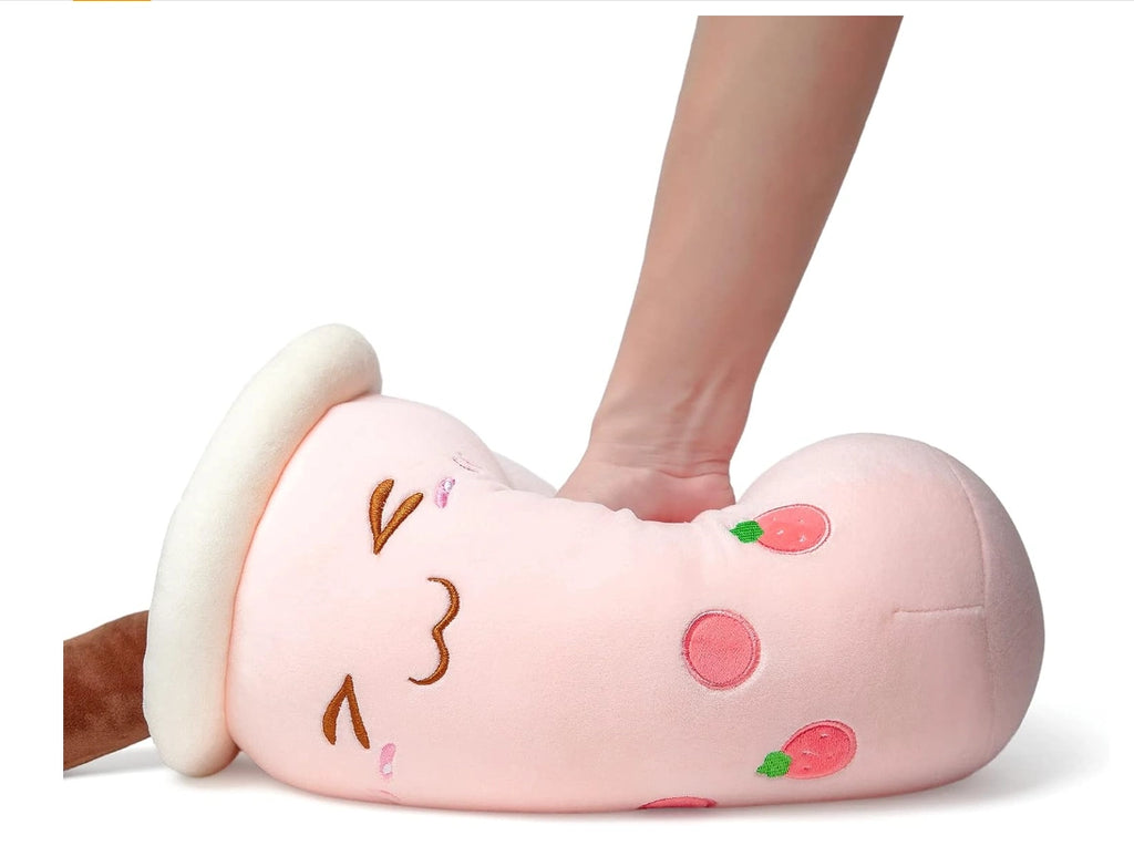 Pink Boba Plush - Strawberry Bubble Tea Plushie